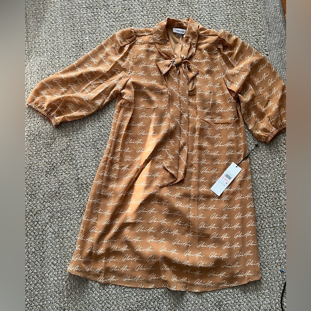 Calvin Klein sheer graphic logo dress